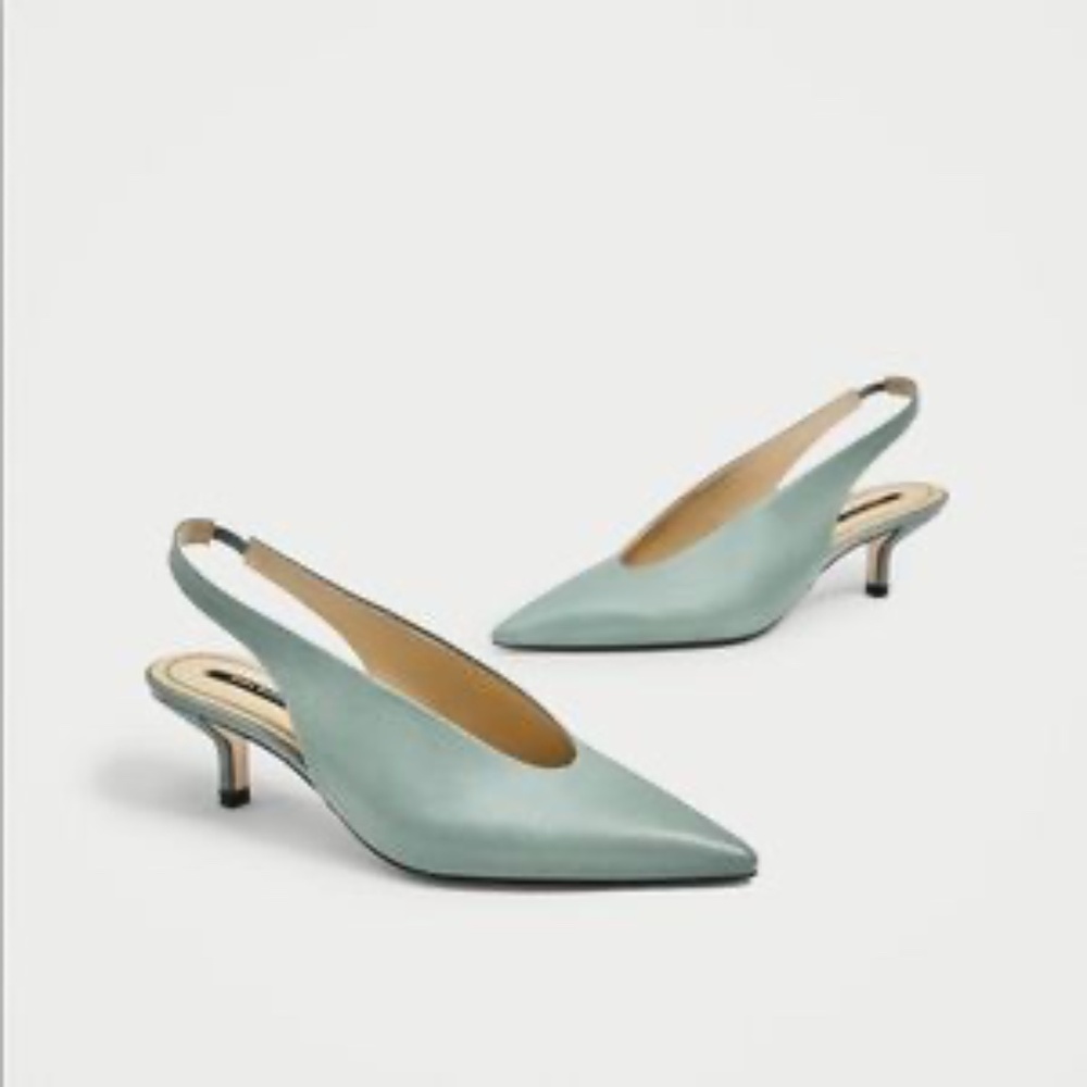 Zara Sling Back leather high heel shoes, - Picture 5 of 10